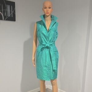 Teri Jon Emerald Green  Belted Silk  Midi Dress